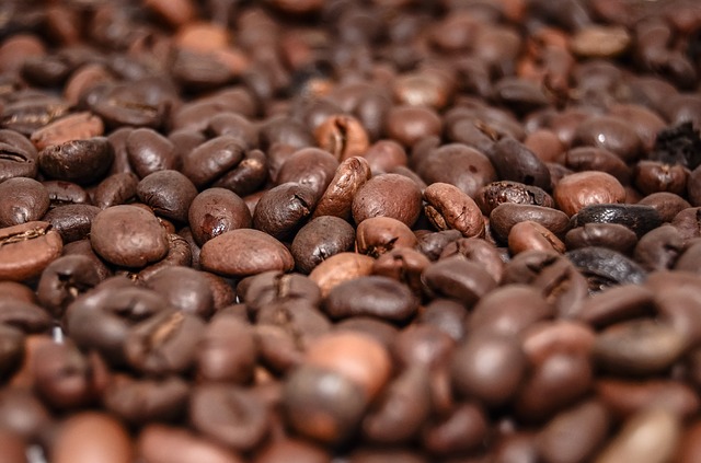 Imagen de granos de café, en primer plano